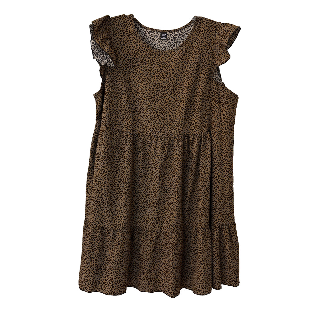 SHEIN Curve Womens Leopard Print Dress Animal Print Flutter Sleeve Plus Size 2XL